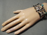 Incredibly Intricate Vintage Native American Zuni Owl Turquoise Sterling Silver Bracelet Old-Nativo Arts