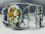 Spider Symbolic Turquoise Vintage Native American Navajo Sterling Silver Web Bracelet-Nativo Arts