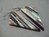 One Of The Best Vintage Santo Domingo Native American Turquoise Inlay Earrings-Nativo Arts