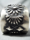 Huge Hand Tooled Vintage Native American Navajo Sterling Silver Repoussed Bracelet-Nativo Arts