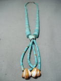 Native American Impressive Vintage Santo Domingo Royston Turquoise Sterling Silver Necklace Old-Nativo Arts