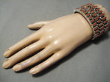 Amazing Wrap Around Coral Sterling Silver Native American Navajo Bracelet Cuff-Nativo Arts