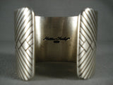 164 Grams Solid Sterling Trippy Native American Jewelry Silver Work Navajo Bracelet-Nativo Arts