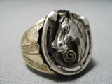 Marvelous Vintage Native American Navajo Sterling Silver Horse & Horseshoe Ring-Nativo Arts