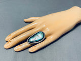 Rare Turquoise Vintage Native American Navajo Sterling Silver Spiderweb Ring Old-Nativo Arts
