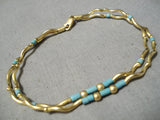 Solid 14k Gold Vintage Native American Turquoise Heishi Bracelet-Nativo Arts