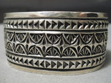 Detailed Important Vintage Native American Navajo Intricate Stamp Sterling Silver Bracelet-Nativo Arts