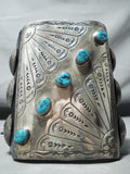 Tremendous Vintage Native American Navajo Sleeping Beauty Turquoise Sterling Silver Bowguard-Nativo Arts