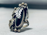 One Of A Kind Vintage Native American Navajo Black Onyx Sterling Silver Ring-Nativo Arts