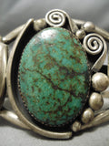 Museum Vintage Native American Navajo Large Green Turquoise Sterling Silver Bracelet Old-Nativo Arts