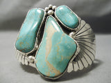 Huge Vintage Native American Navajo Royston Turquoise Bursting Sterling Silver Bracelet-Nativo Arts