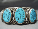 Impressive Vintage Native American Navajo Sleeping Beauty Turquoise Sterling Silver Bracelet Old-Nativo Arts