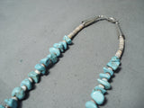 Fabulous Navajo Kingman Turquoise Sterling Silver Necklace Native American-Nativo Arts