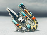 One Of The Best Vintage Native American Zuni Turquoise Rainbowman Sterling Silver Ring-Nativo Arts