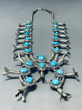 Squash Naja Vintage Native American Navajo Turquoise Sterling Silver Squash Blossom Necklace-Nativo Arts