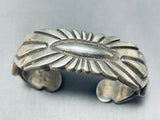 Extra Thick Vintage Native American Navajo Hand Tooled Sterling Silver Bracelet-Nativo Arts