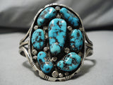 Incredible Vintage Native American Navajo Spiderweb Turquoise Sterling Silver Bracelet Old-Nativo Arts