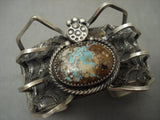 166 Grams Completely Handmade Native American Jewelry Silver Spider Royston Turquoise Bracelet-Nativo Arts