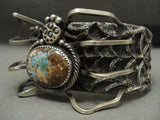 166 Grams Completely Handmade Native American Jewelry Silver Spider Royston Turquoise Bracelet-Nativo Arts