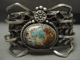 166 Grams Completely Handmade Native American Jewelry Silver Spider Royston Turquoise Bracelet-Nativo Arts