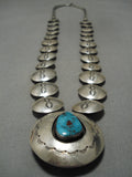 One Of Most Intricate Vintage Native American Navajo Turquoise Sterling Silver Bead Necklace Old-Nativo Arts