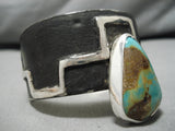 Tremendous Native American Navajo Teardrop Royston Turquoise Sterling Silver Bracelet Cuff-Nativo Arts