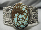 Opulent Vintage Native American Navajo #8 Turquoise Sterling Silver Bracelet Cuff Old-Nativo Arts