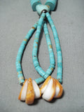Native American Impressive Vintage Santo Domingo Royston Turquoise Sterling Silver Necklace Old-Nativo Arts
