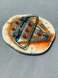 Authentic Elk Vintage Native American Navajo Turquoise Sterling Silver Buckle-Nativo Arts