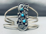 Incredible Swirl Vintage Native American Navajo Turquoise Snake Eyes Sterling Silver Bracelet-Nativo Arts