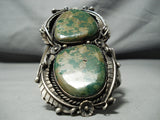 One Of The Best Vintage Native American Navajo Green Turquoise 1977 Sterling Silver Bracelet-Nativo Arts