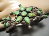 Native American One Of Best Vintage Mexican Gaspeite Sterling Silver Bracelet Old-Nativo Arts