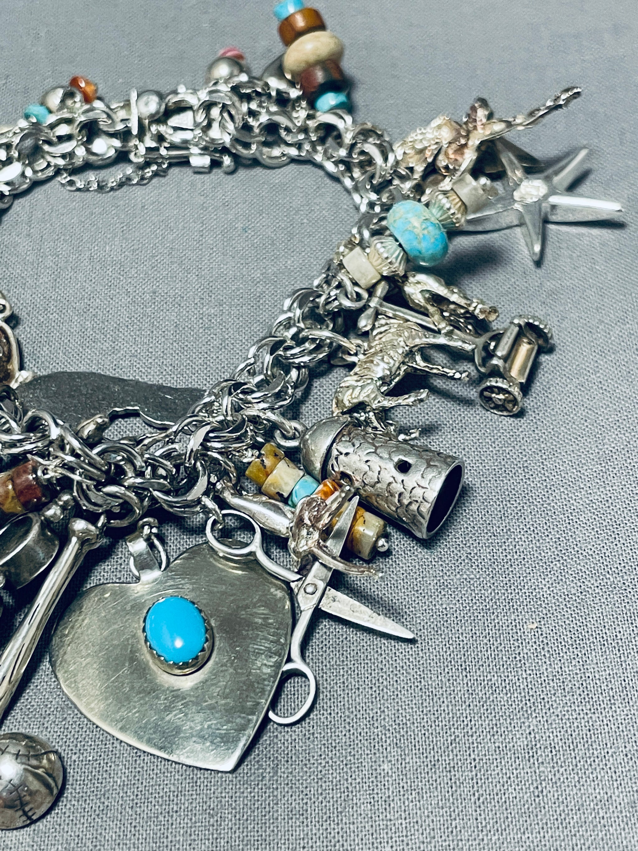 Vintage popular sterling charm bracelet