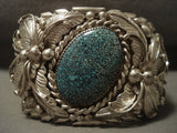 167 Gram 'Forest Of Leaves' Domed Spiderweb Turquoise Native American Jewelry Silver Bracelet-Nativo Arts