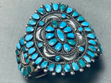 Gigantic Vintage Native American Navajo Blue Green Turquoise Cluster Sterling Silver Bracelet-Nativo Arts