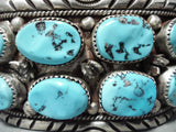 Heavy Vintage Native American Navajo Sleeping Beauty Turquoise Sterling Silver Bracelet Old-Nativo Arts