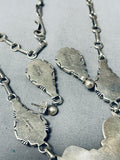 One Of Most Unique Vintage Native American Navajo New Lander Turquoise Sterling Silver Necklace-Nativo Arts