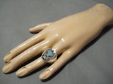 Important Native American Zuni Harlan Coonsis Turquoise Coral Sterling Silver Native Ring-Nativo Arts