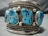 Striking Vintage Native American Navajo Turquoise Sterling Silver Bracelet Old Cuff-Nativo Arts