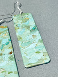 Native American Enormous Santo Domingo Turquoise Slab Pendant Earrings-Nativo Arts
