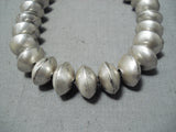 Hand Tooled Vintage Native American Navajo Sterling Silver Bead Necklace Old-Nativo Arts