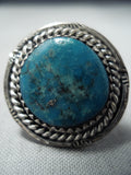 Amazing Vintage Native American Navajo Turquoise Sterling Silver Rope Ring Old-Nativo Arts