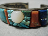 Museum Quality Vintage Native American Navajo 3d Inlay Sterling Silver Bracelet Cuff Old-Nativo Arts