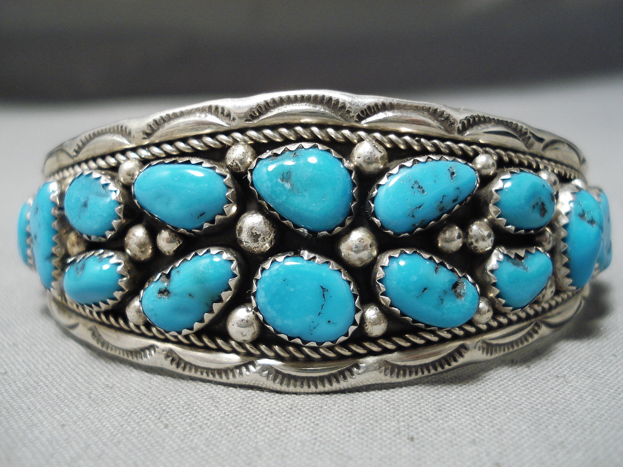 Irv Chee Vintage Native American Navajo Deep Blue Turquoise