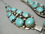 Chunky Dunky Turquoise Vintage Native American Navajo Sterling Silver Necklace-Nativo Arts