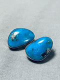 Amazing Vintage Native American Navajo Turquoise Nugget Sterling Silver Earrings-Nativo Arts