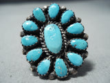 Unforgettable Vintage Native American Navajo Kingman Turquoise Sterling Silver Ring Old-Nativo Arts