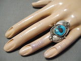 Incredible Vintage Native American Navajo Bisbee Turquoise Sterling Silver Ring Old-Nativo Arts