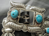 Incredible Vintage Native American Navajo Hand Wrought Sterling Silver Turquoise Concho Belt-Nativo Arts