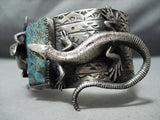 Noteworthy Double Gecko Turquoise Sterling Silver Cuff Bracelet-Nativo Arts